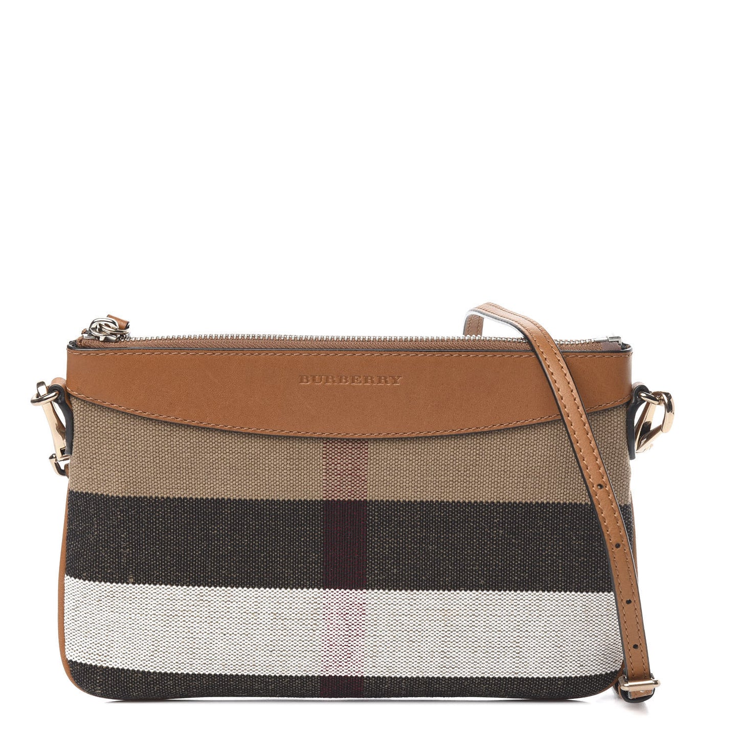 Mega Check Peyton Crossbody Clutch Bag Saddle Brown