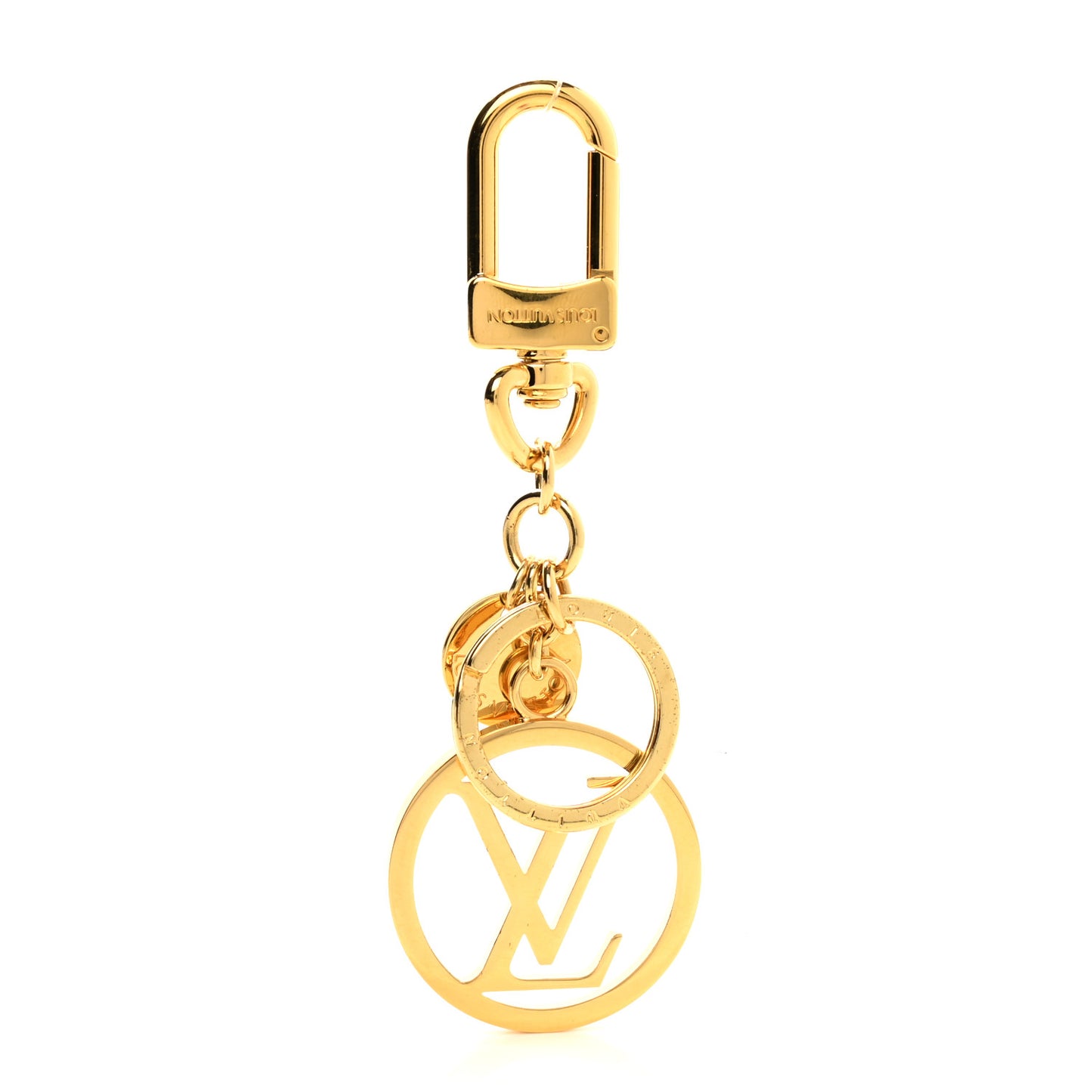 Metal LV Circle Bag Charm Key Holder Gold