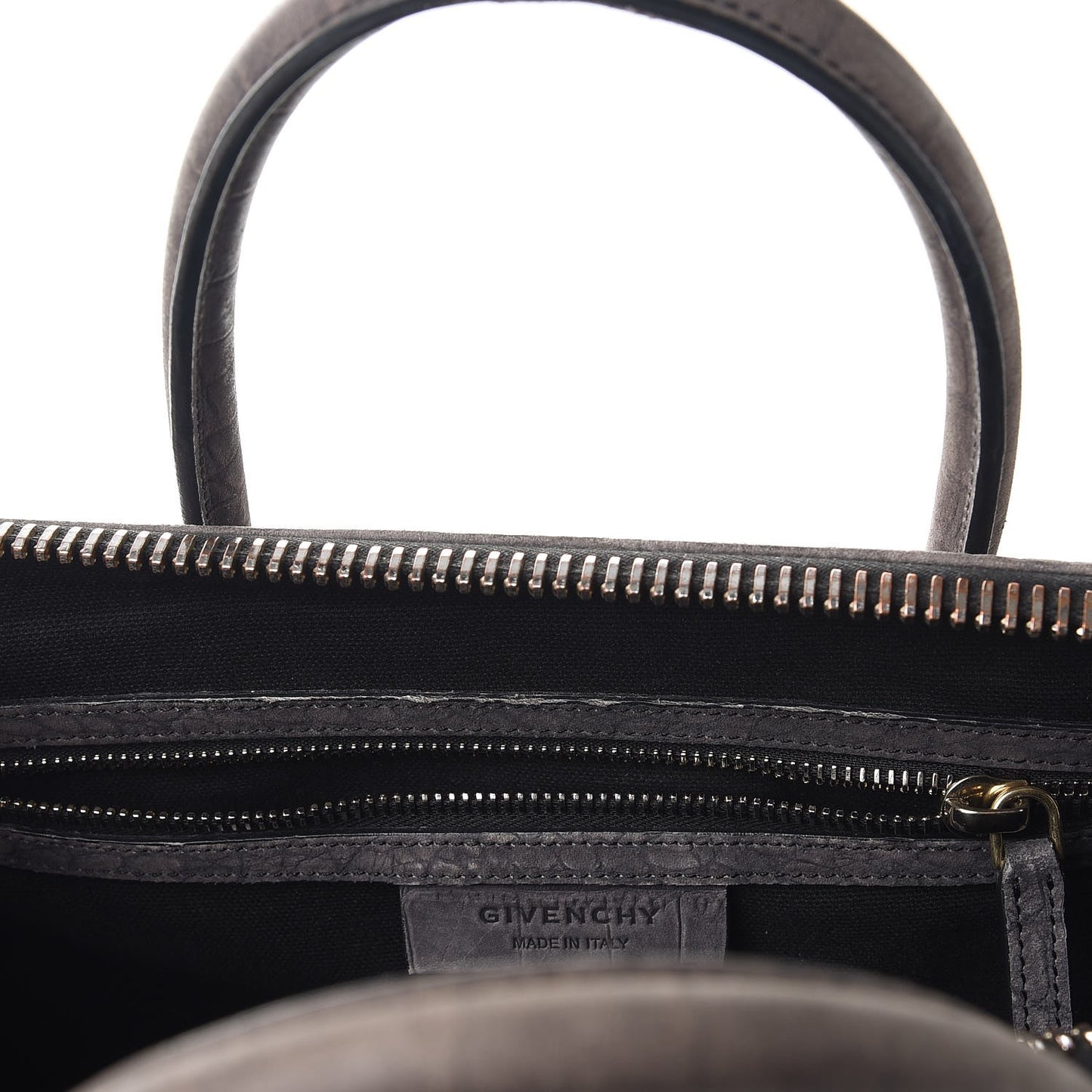 Nubuck Crocodile Embossed Medium Antigona Washed Black
