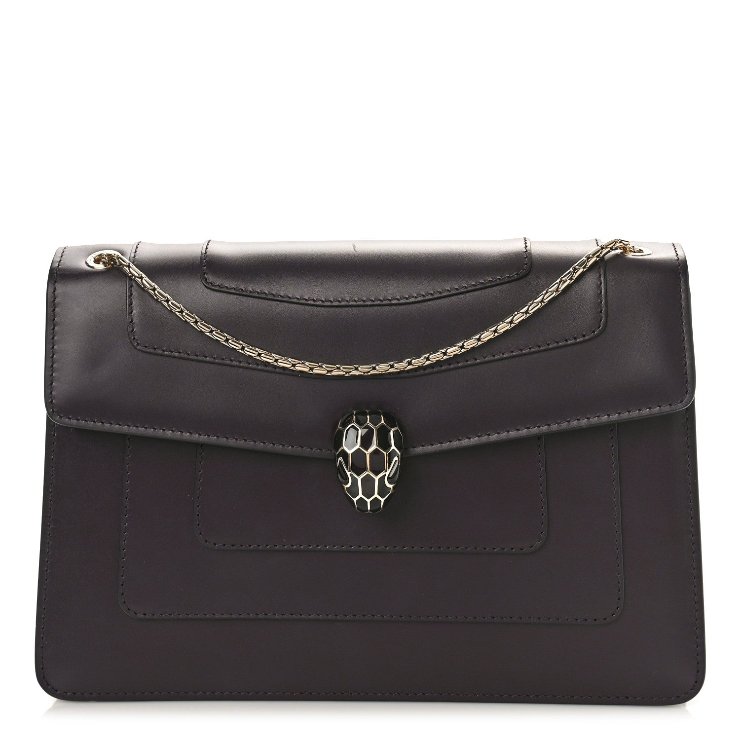 Bulgari Calfskin Serpenti Forever Shoulder Bag Plum 2 of 11