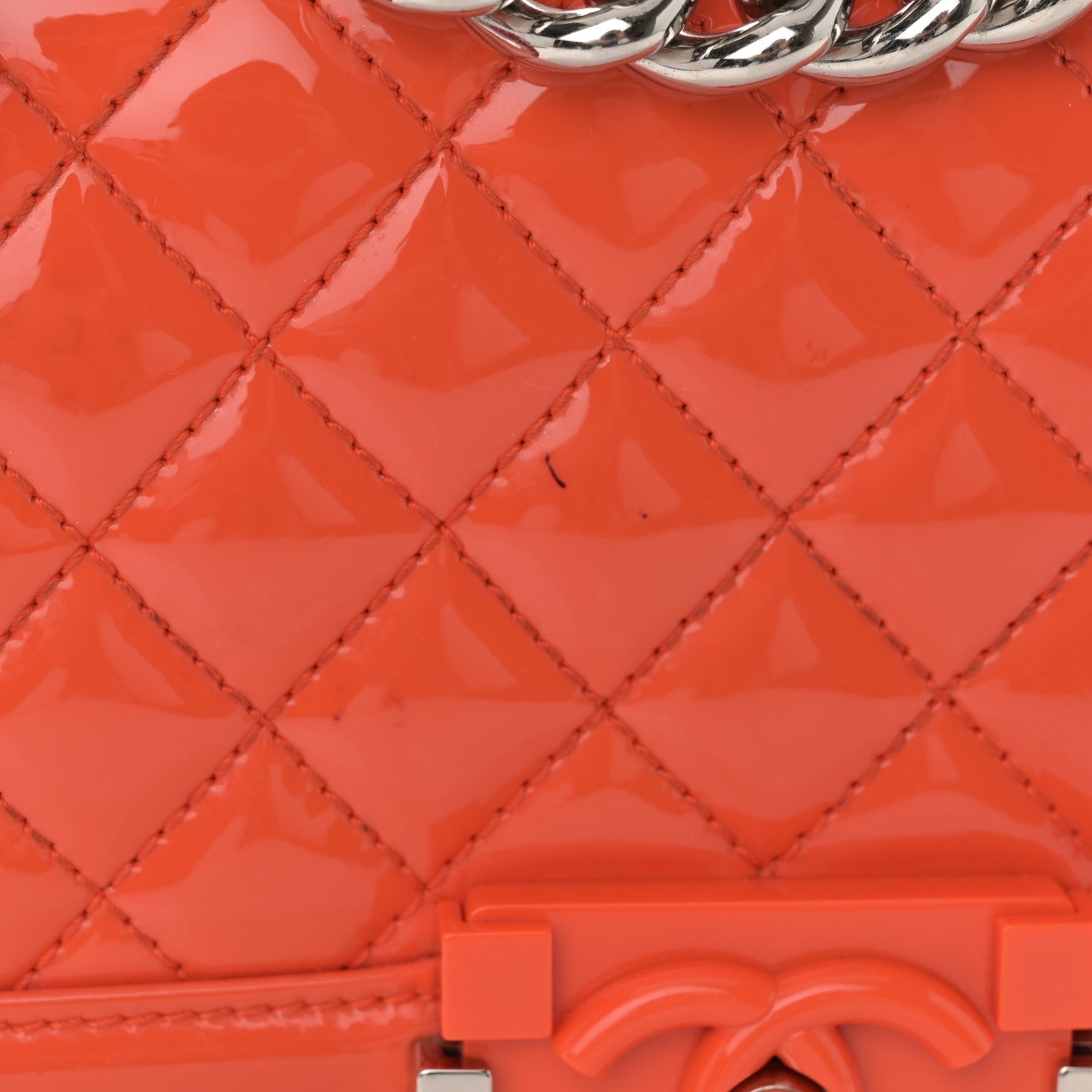 Chanel Patent Calfskin Quilted Small Plexiglass Boy Flap Orange 12 of 14