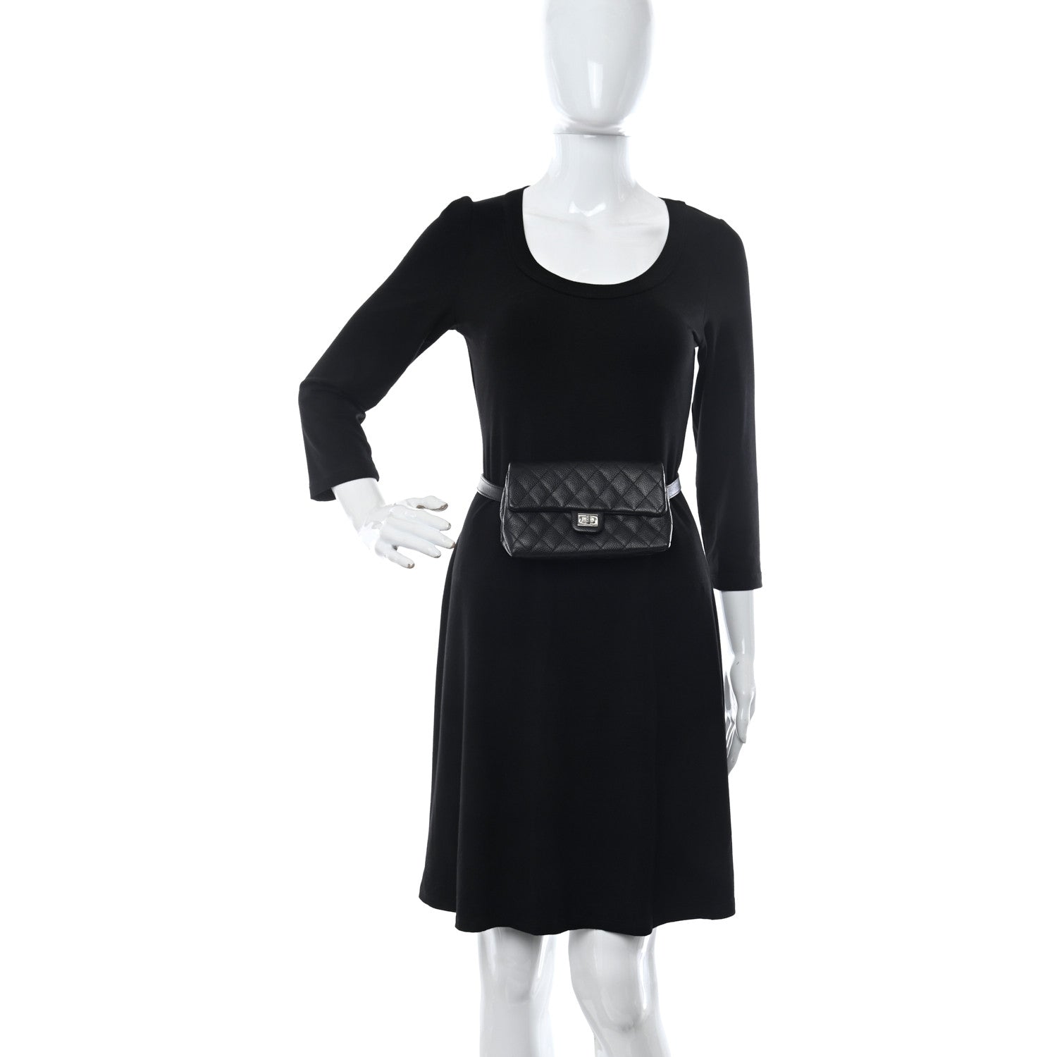 Chanel Grained Calfskin Quilted 2.55 Reissue Flap Belt Bag Clutch Black 3 of 15
