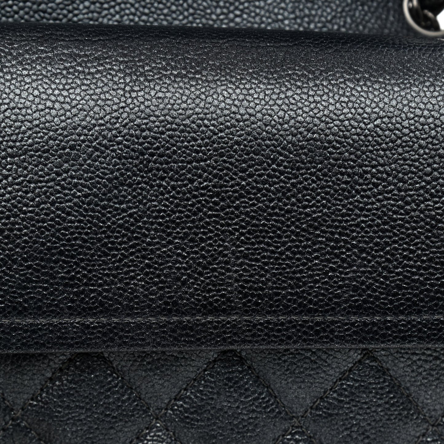 Metallic Caviar Quilted Jumbo Double Flap Dark Grey