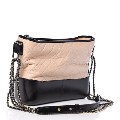 Chanel Aged Calfskin Quilted Medium Gabrielle Hobo Beige Black 5 of 13