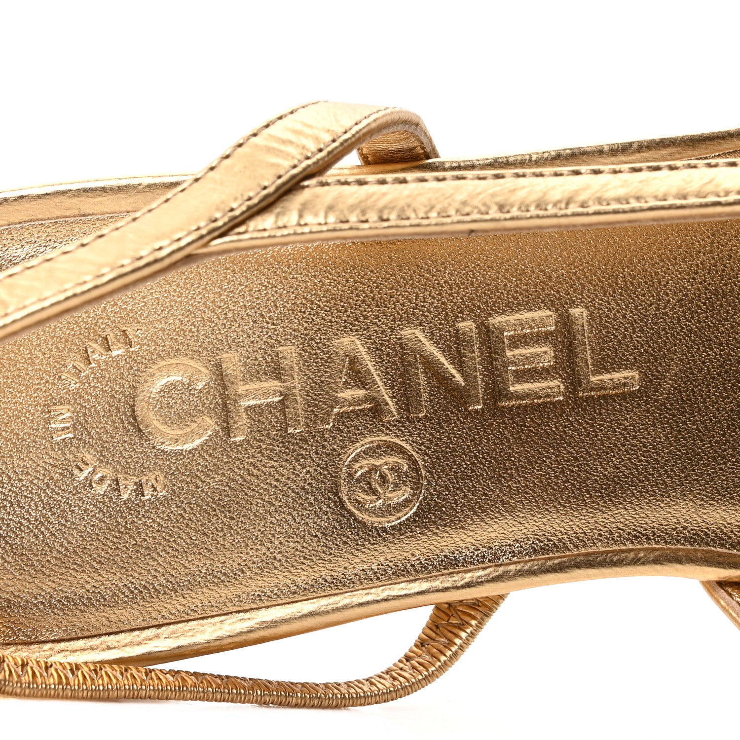 Chanel Goatskin Grosgrain Cap Toe CC Slingback Sandals 36 Dark Gold Black 8 of 10