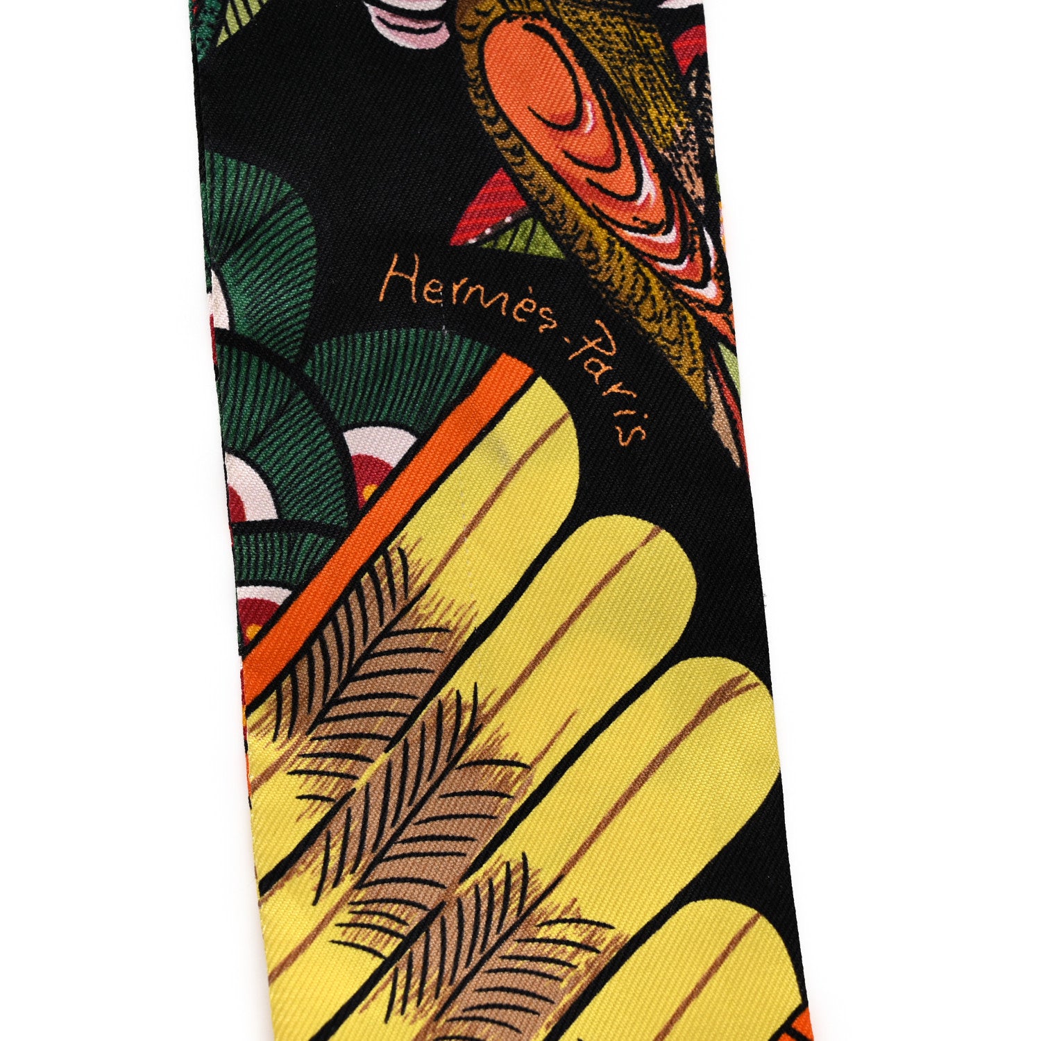 Hermes Silk Tree Of Song Twilly Black Rouge Vert 5 of 5