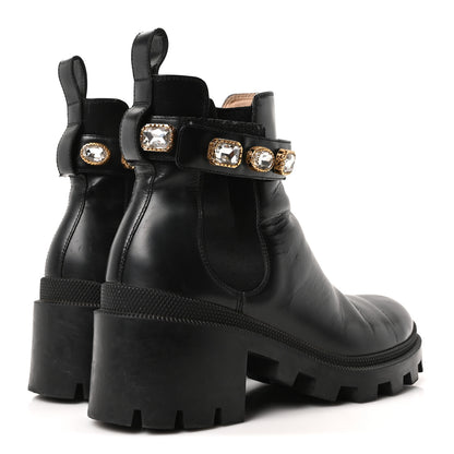 Gucci Calfskin Crystal GG Trip Chelsea Ankle Boots 38 Black 10 of 18