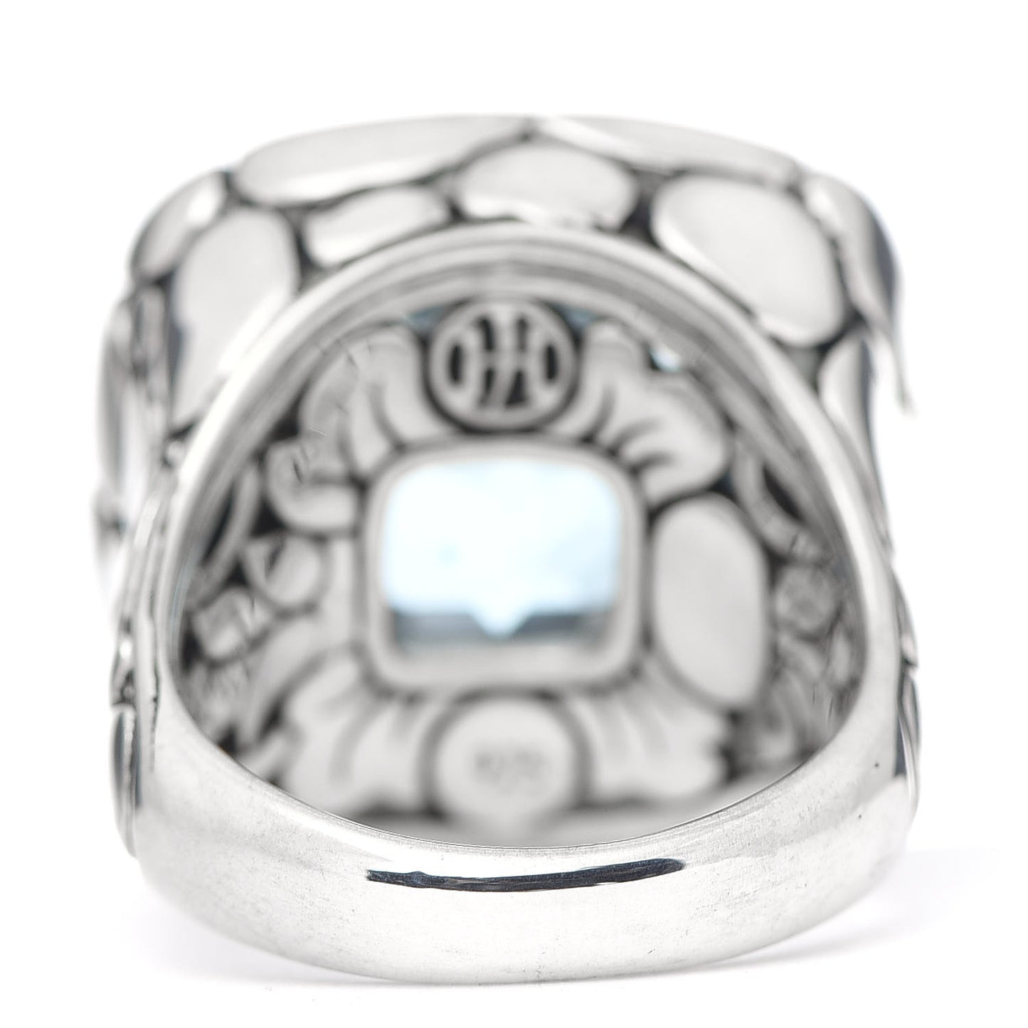 Sterling Silver Blue Topaz Large Batu Kali Square Ring 54 6.75