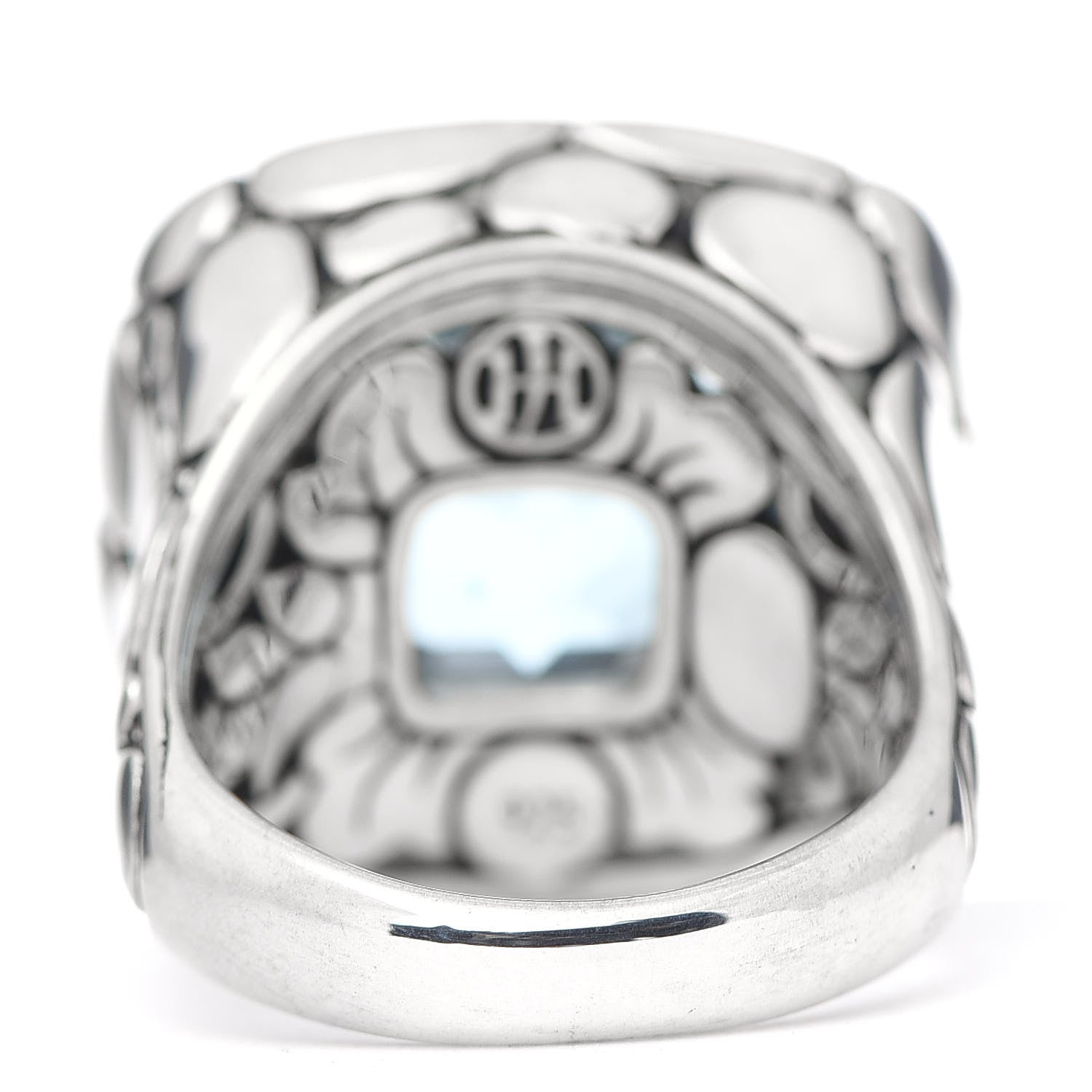 John Hardy Sterling Silver Blue Topaz Large Batu Kali Square Ring 54 6.75 4 of 6