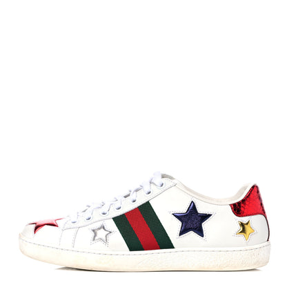 Gucci Calfskin Ayers Web Star Embroidered Womens Ace Sneakers 35.5 White Multi 1 of 17