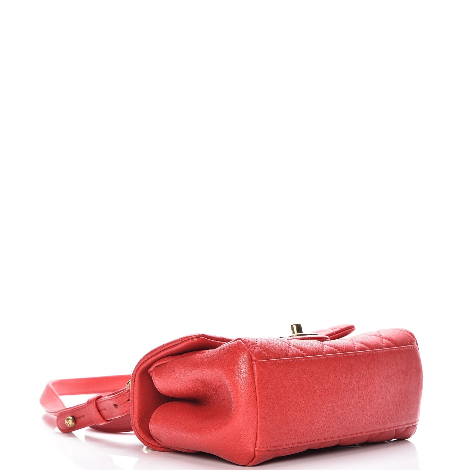 Chanel Shiny Sheepskin Quilted Mini Trapezio Flap Red 4 of 8