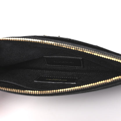 Saint Laurent Grain De Poudre Chevron Monogram Large Bill Pouch Black 5 of 11