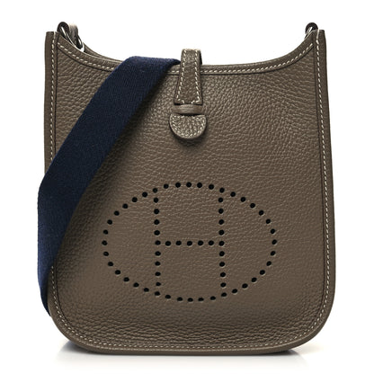 Hermes Taurillon Clemence Amazone Evelyne TPM Etoupe Bleu Indigo 1 of 10
