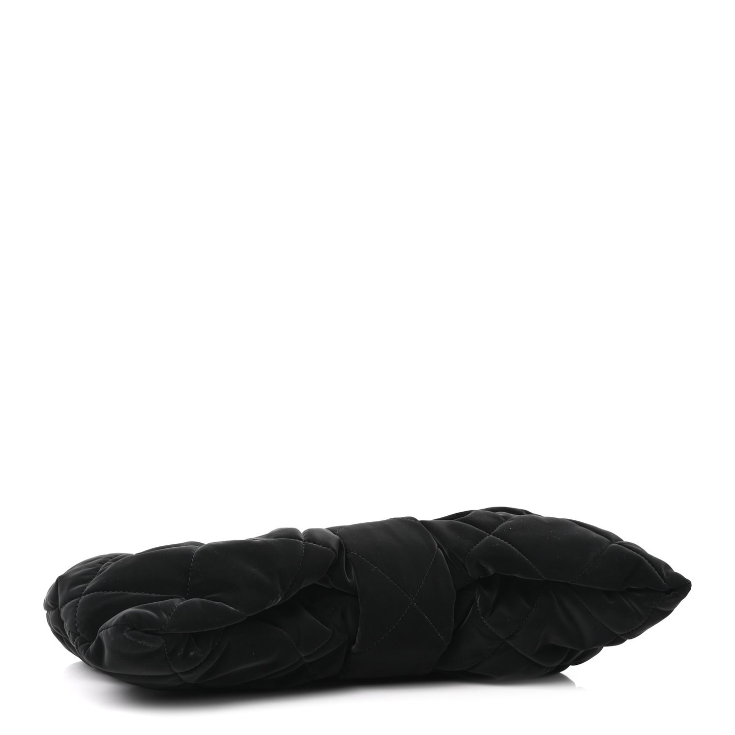 Velvet Effect Nylon Quilted Bow Bag Black
