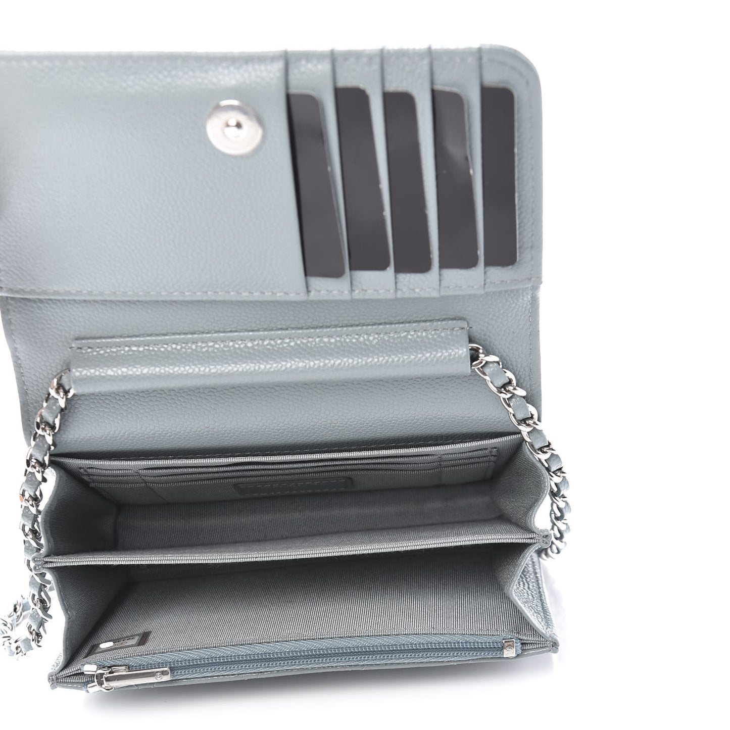 Caviar Quilted Mini Wallet On Chain WOC Blue