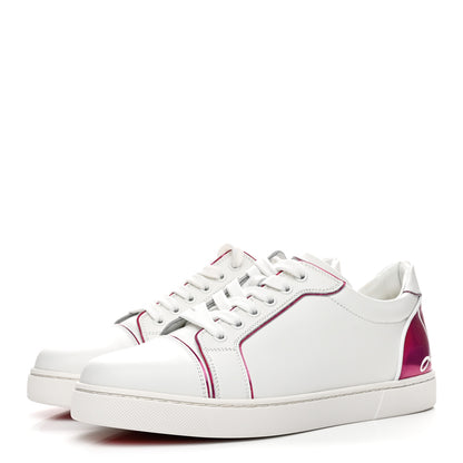Christian Louboutin Patent Calfskin Womens Fun Vieira Flat Sneakers 39.5 White Fuxia 4 of 11