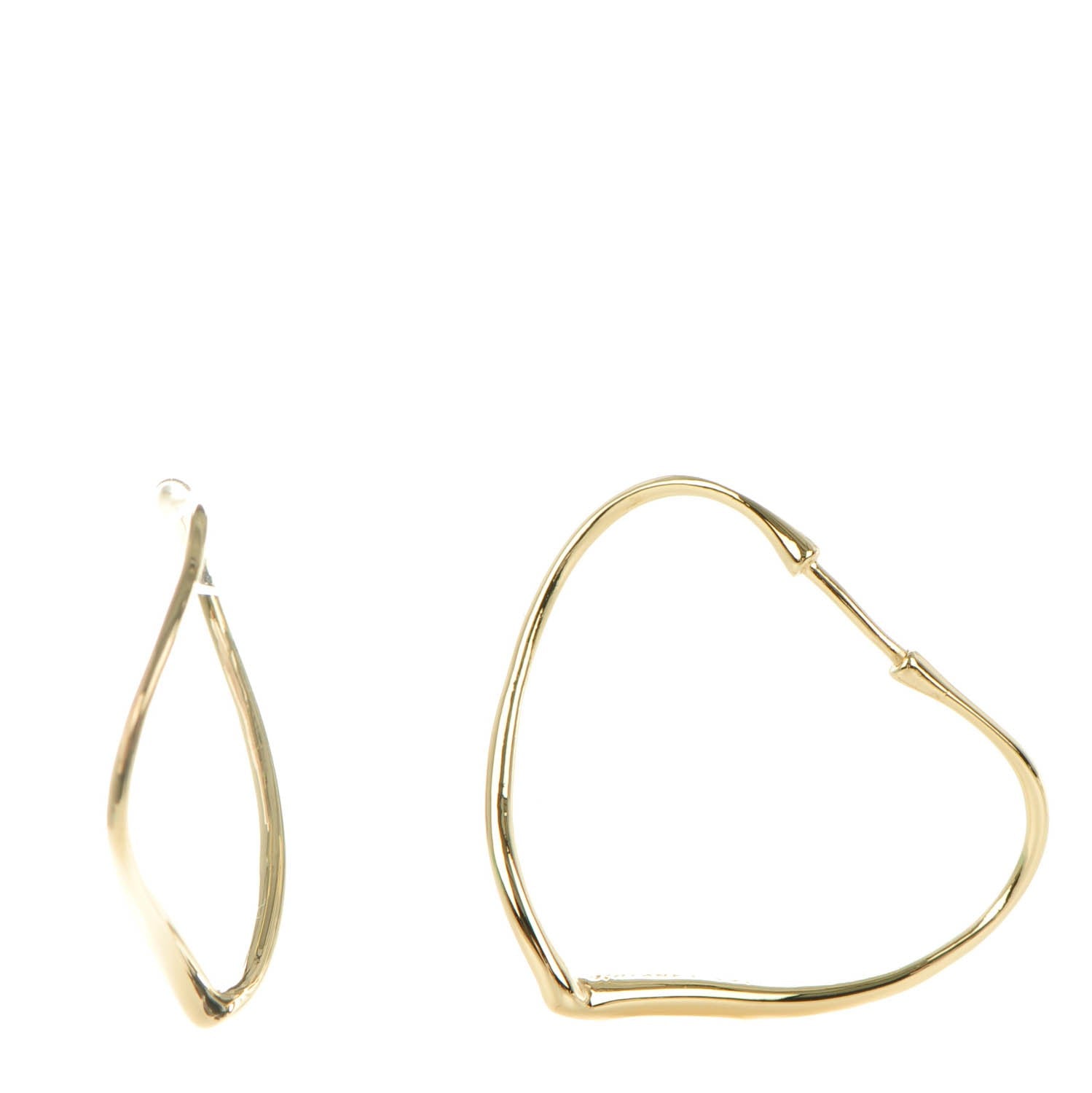 Tiffany 18K Yellow Gold Small Elsa Peretti Open Heart Hoop Earrings 1 of 7