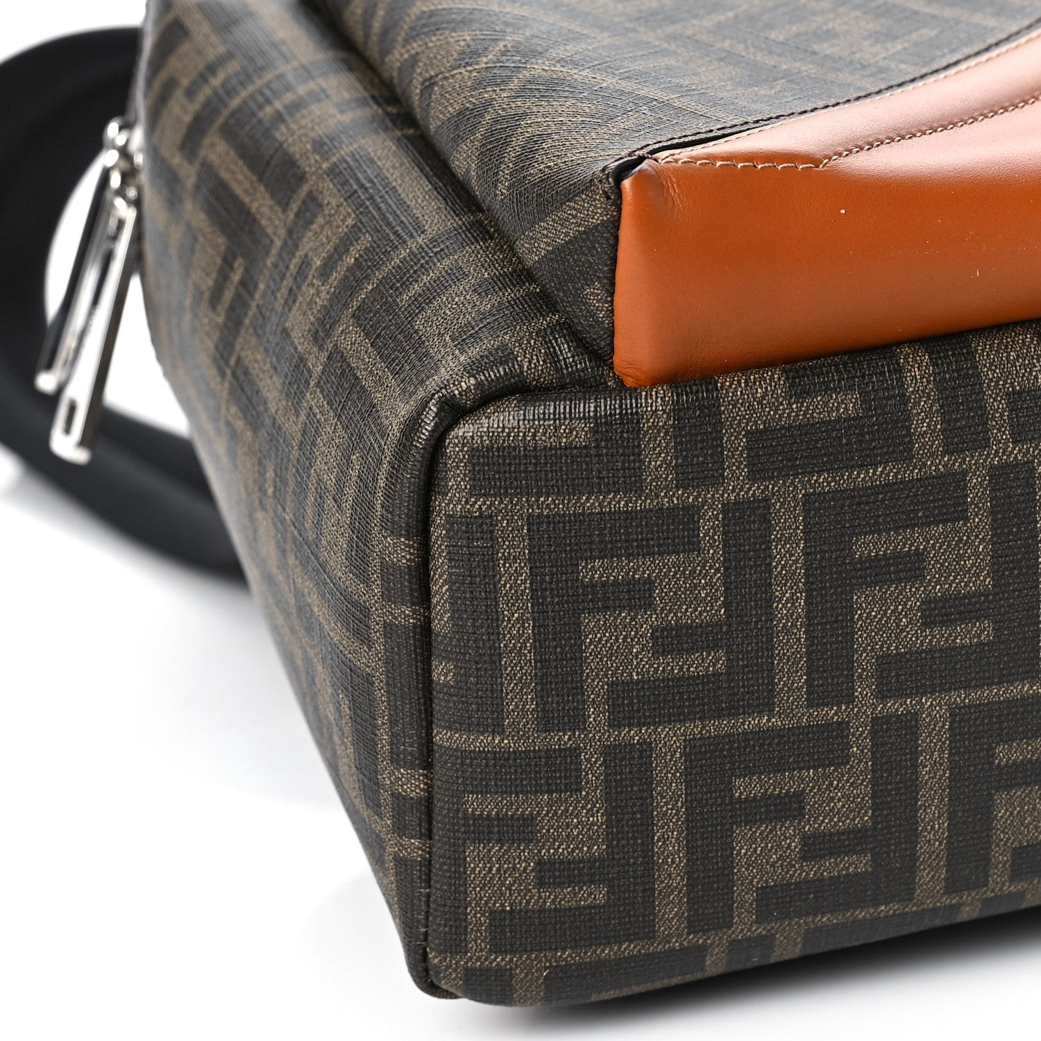 Fendi Glazed Fabric Vitello King FF 1974 Diagonal Pouch Pocket Backpack Tobacco Moro Cuoio 7 of 8