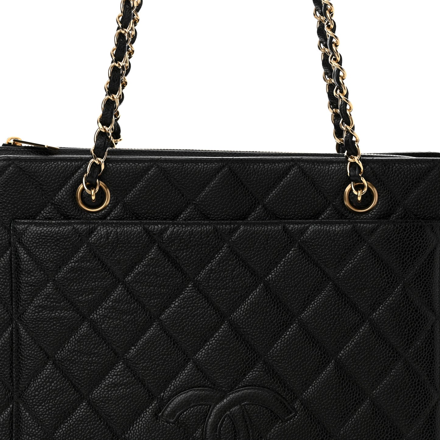 Caviar Quilted Zip Tote Black