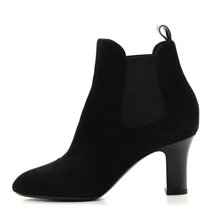 Louis Vuitton Suede Monogram Uniformes Cap Toe Chelsea 75mm Ankle Boots 37.5 Black 1 of 8