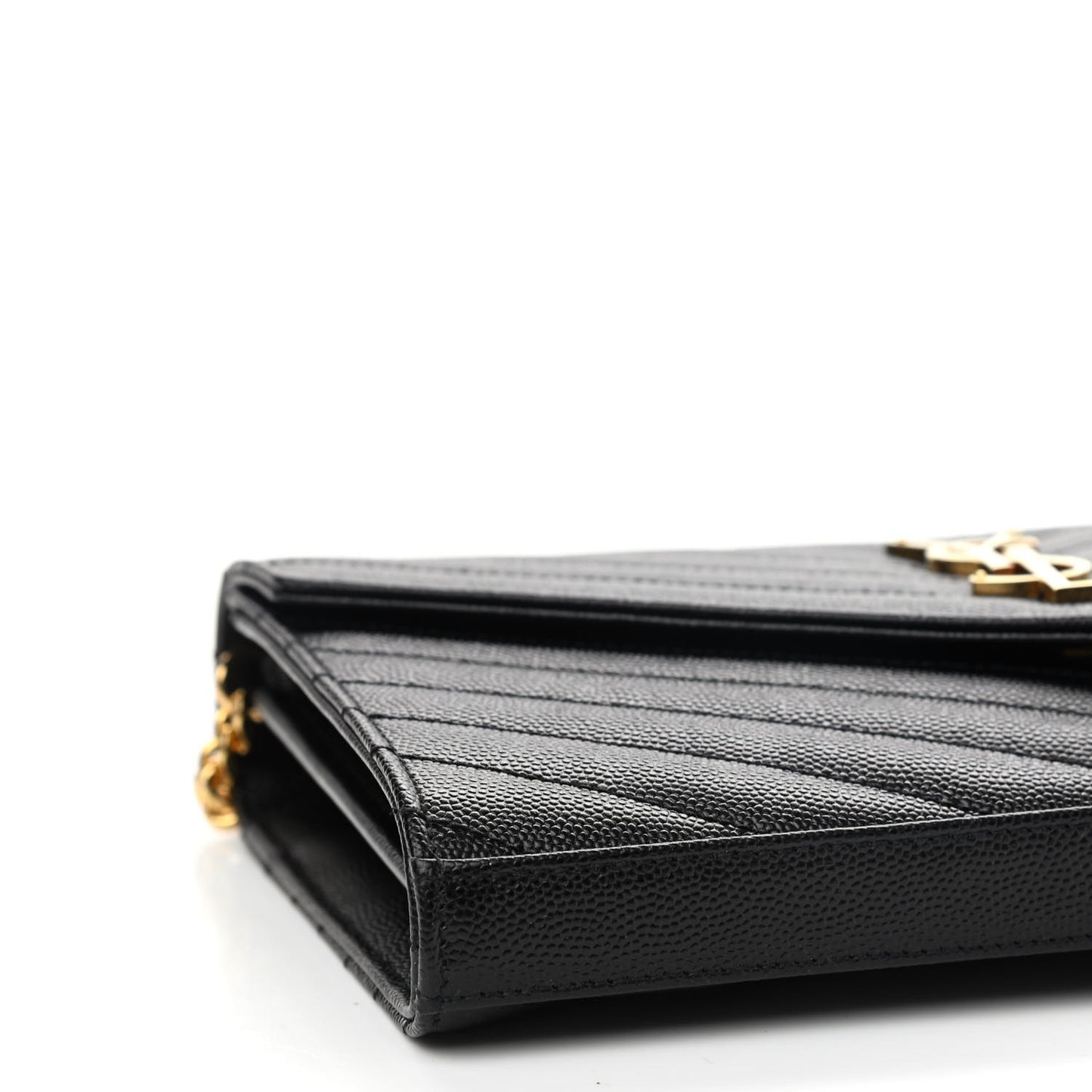 Grain De Poudre Matelasse Chevron Monogram Chain Wallet Black