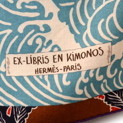Hermes Cashmere Silk Ex Libris en Monogram Kimonos Shawl GM 140 4 of 10