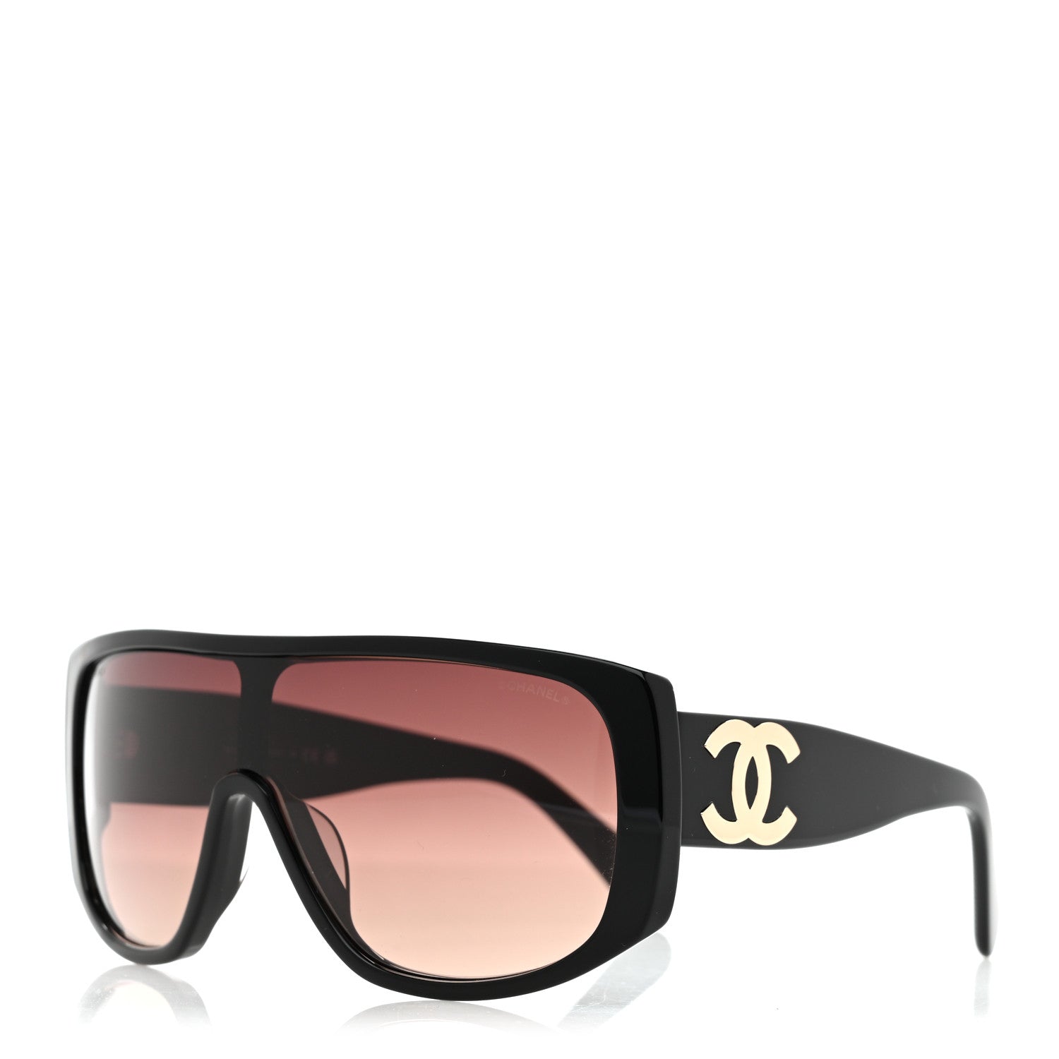 Chanel Acetate Shield Sunglasses 5495-A Black 1 of 7