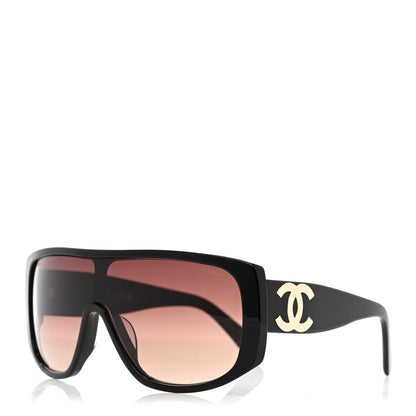 Chanel Acetate Shield Sunglasses 5495-A Black 1 of 7