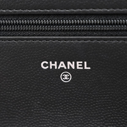 Chanel Caviar Camellia Quilted Wallet On Chain WOC Black 6 of 10