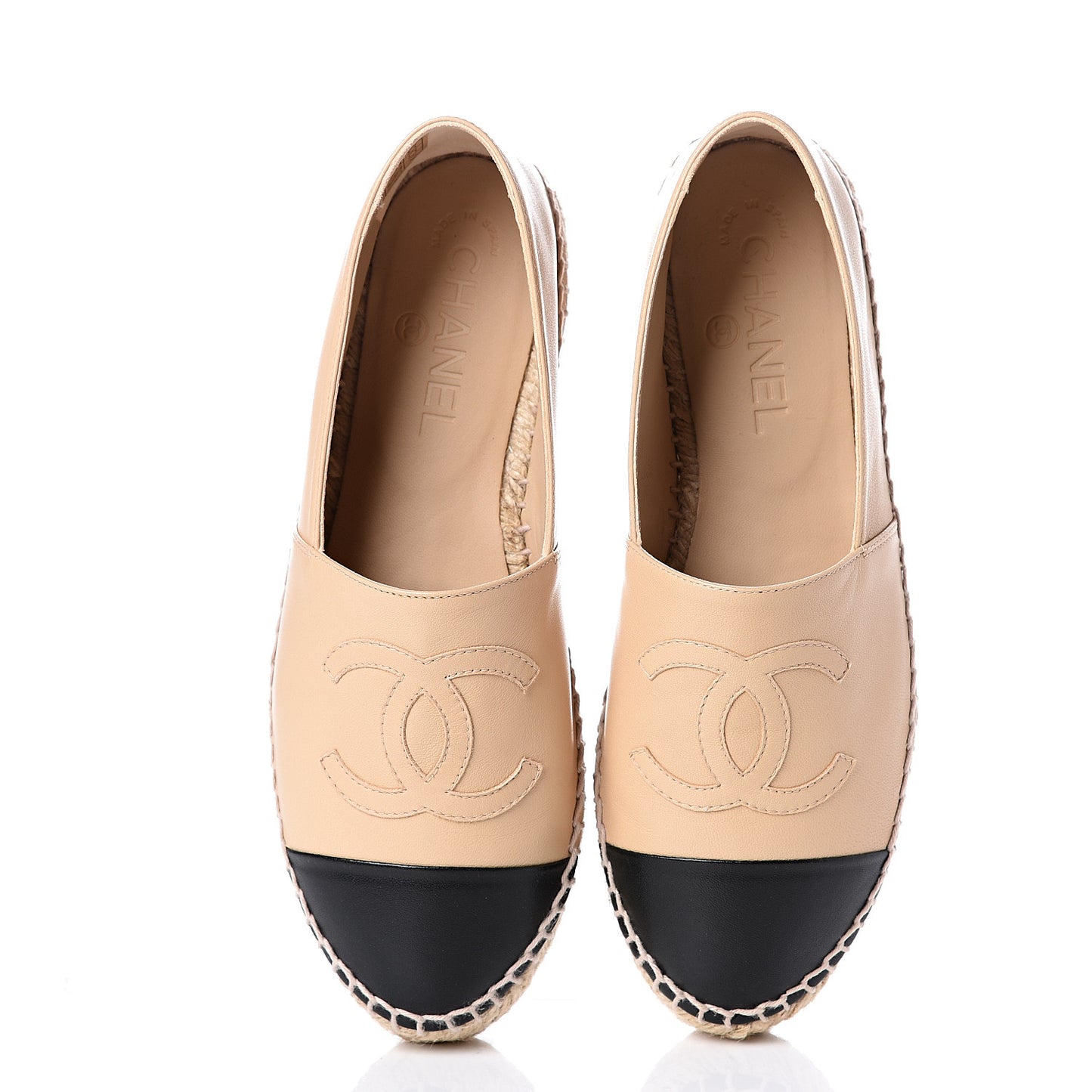 Lambskin CC Espadrilles 37 Beige Black