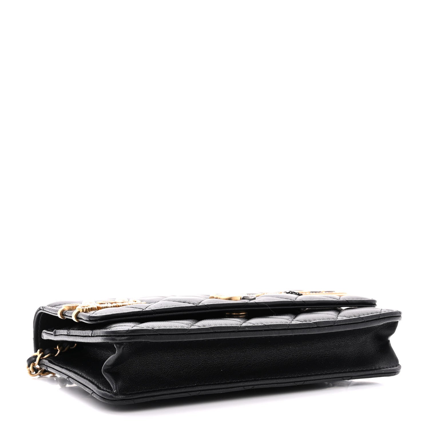 Chanel Lambskin Quilted Coco Clips Wallet On Chain WOC Black 4 of 12