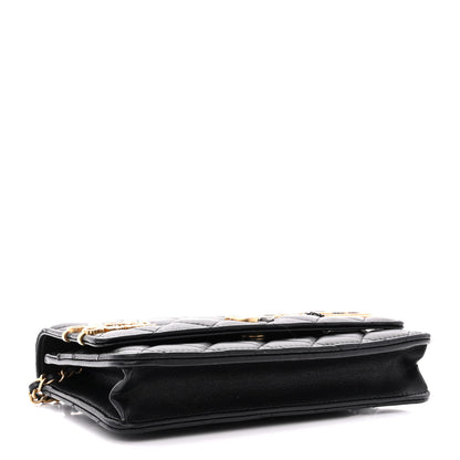 Chanel Lambskin Quilted Coco Clips Wallet On Chain WOC Black 4 of 12