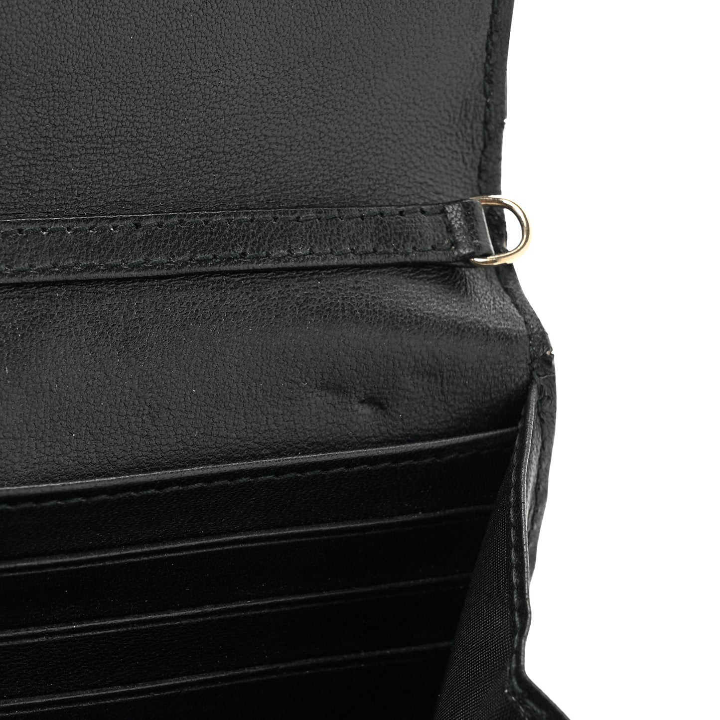 Grained Calfskin Cannage Lady Dior Rendezvous Chain Wallet Black