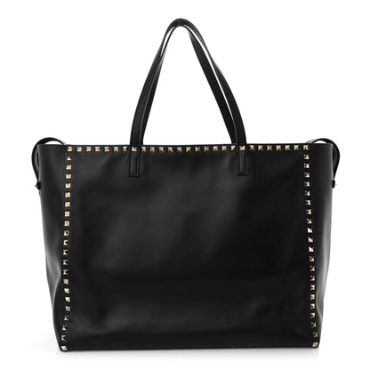 Valentino Garavani Vitello Large Rockstud Tote Black 1 of 10