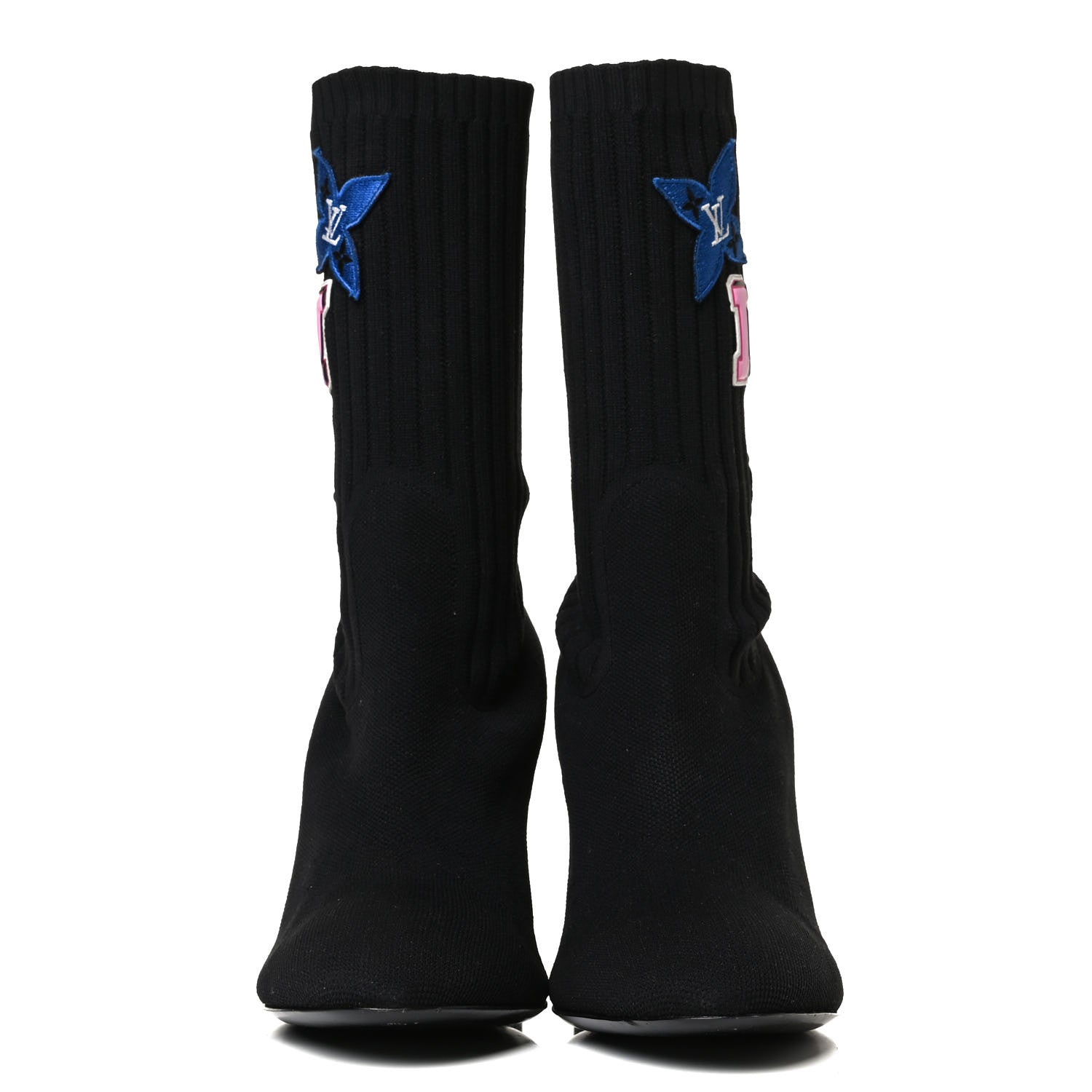 Louis Vuitton Stretch Fabric LV Black Heart Sock Ankle Boots 40 Black 2 of 9