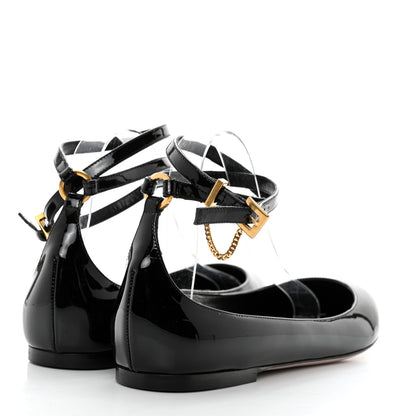 Valentino Garavani Patent Ballerina Ankle Strap Flats 41 Black 4 of 9