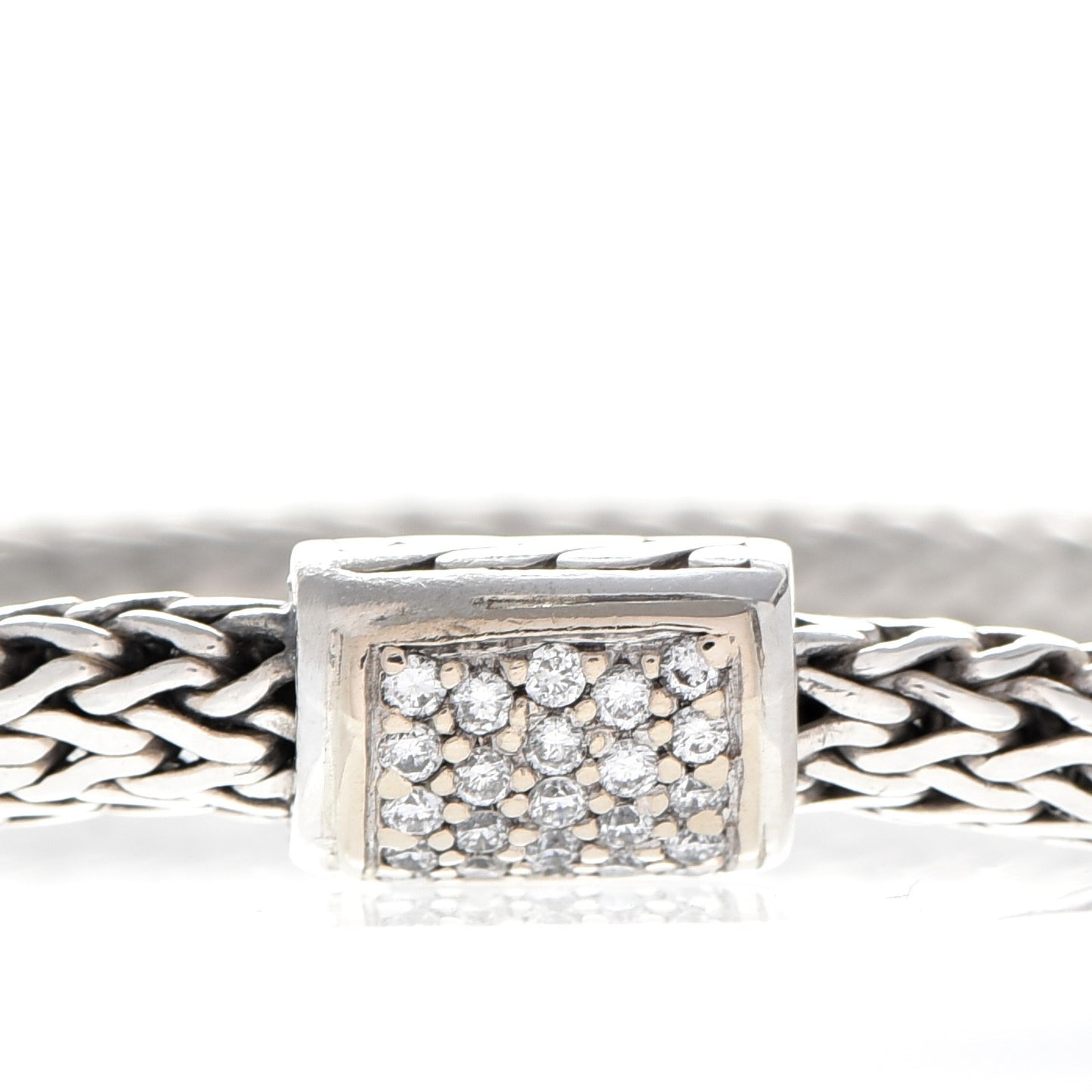 Sterling Silver 18K Yellow Gold Diamond Medium Classic Chain Bracelet