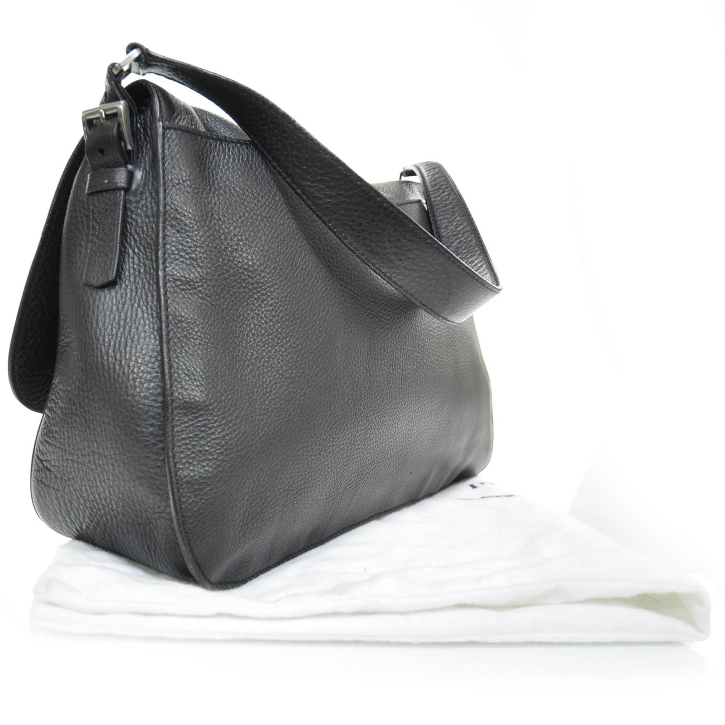 Leather Large Shoulder Bag Nero Black