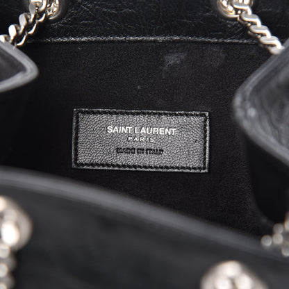 Saint Laurent Calfskin Crocodile Embossed Baby Emmanuelle Bucket Bag Black 6 of 10
