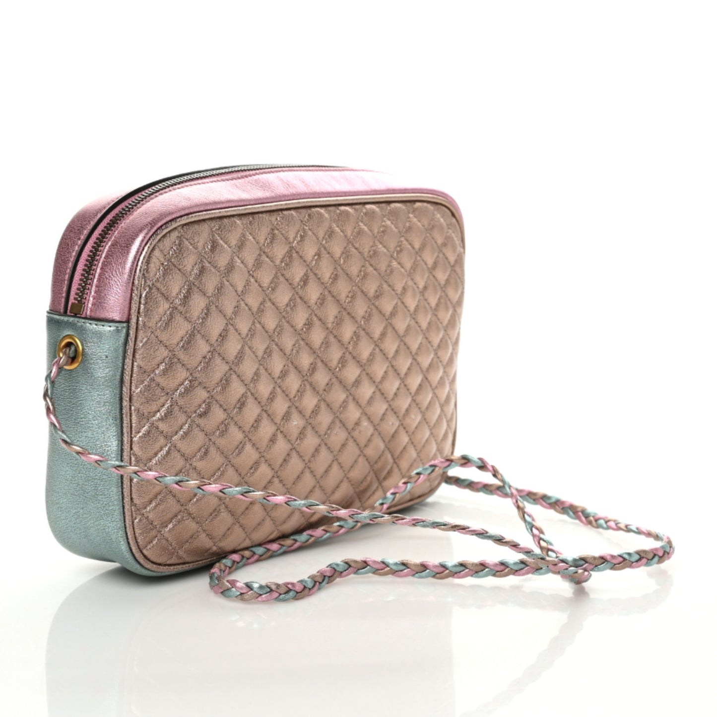 Laminated Nappa Trapuntata Small Zumi Shoulder Bag Rosa Lago Rame