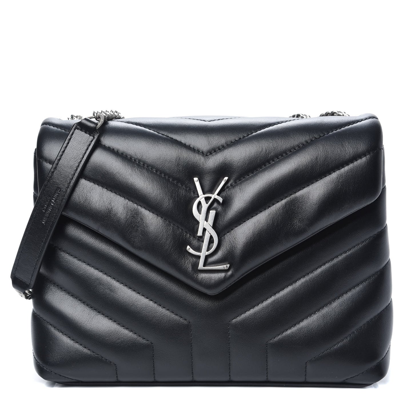 Calfskin Y Quilted Monogram Small Loulou Chain Satchel Black