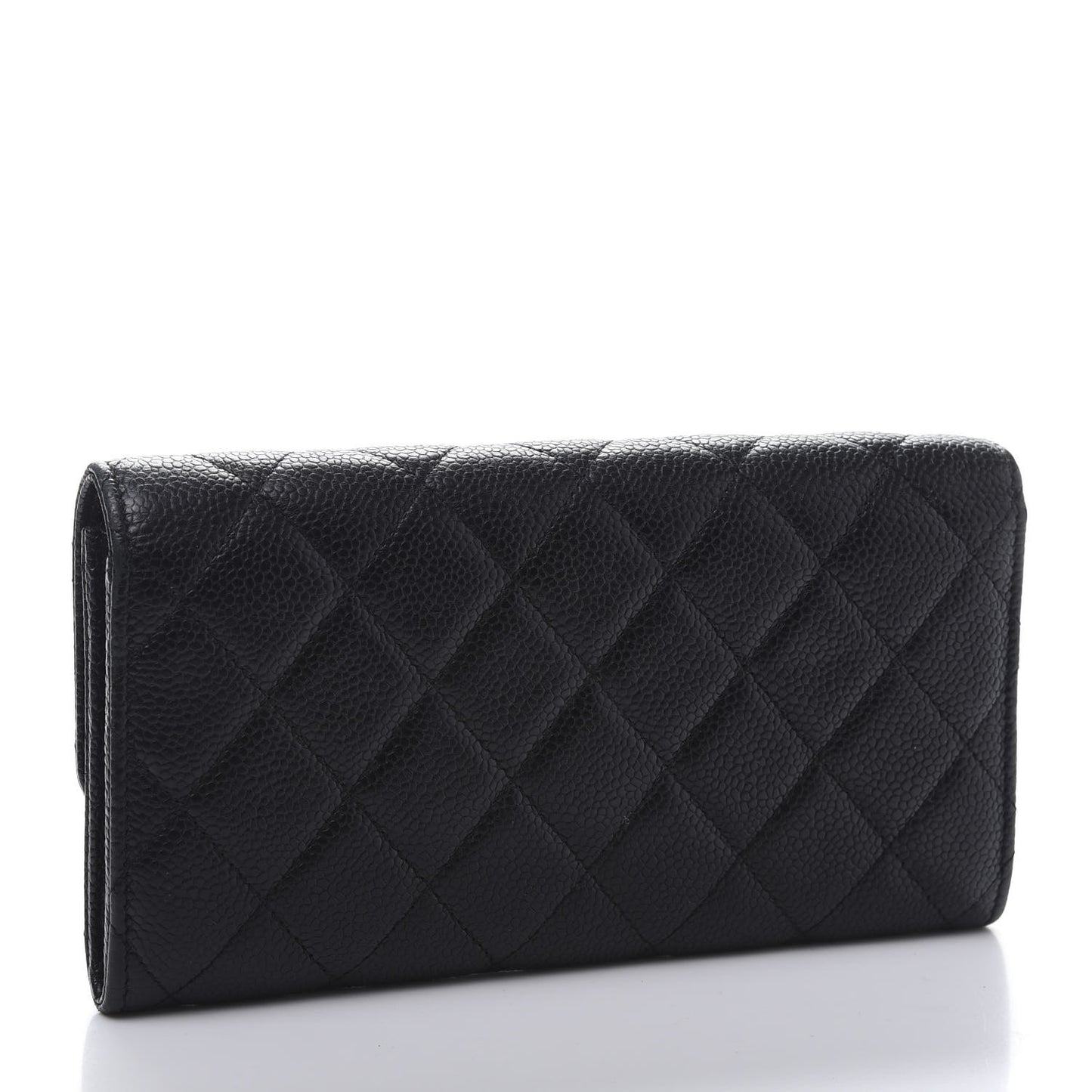 Caviar Quilted Large Flap Gusset Wallet Black