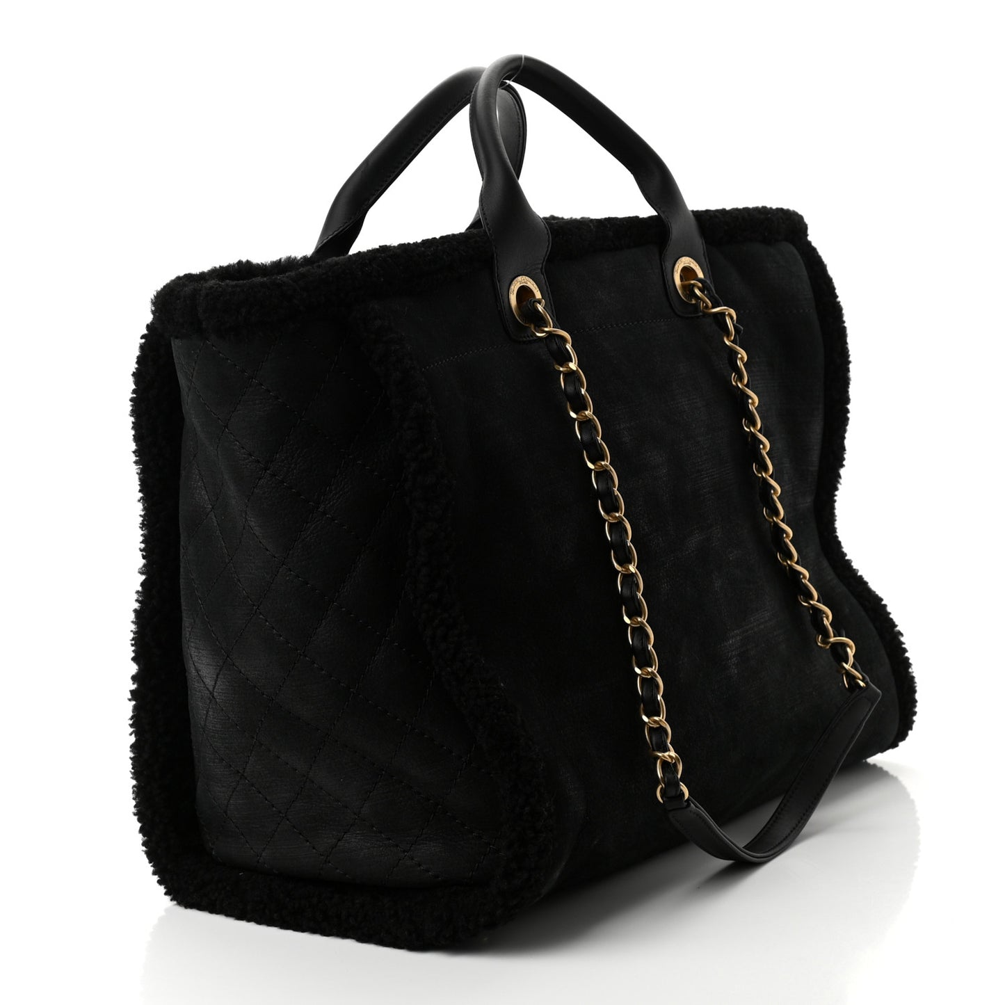 Shearling Large Deauville Tote Black