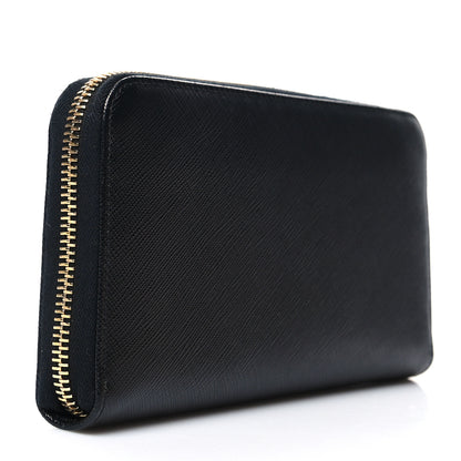 Prada Saffiano Fiocco Bow Zip Around Wallet Black 3 of 10