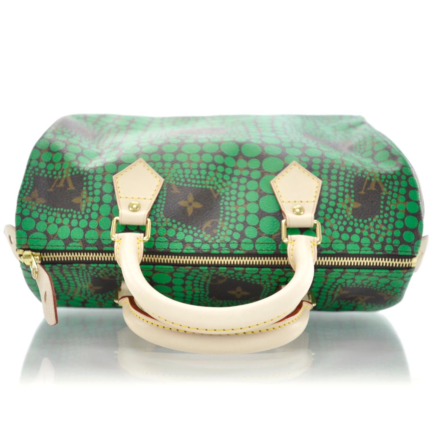 Louis Vuitton Monogram Kusama Town Speedy 30 Green 5 of 9