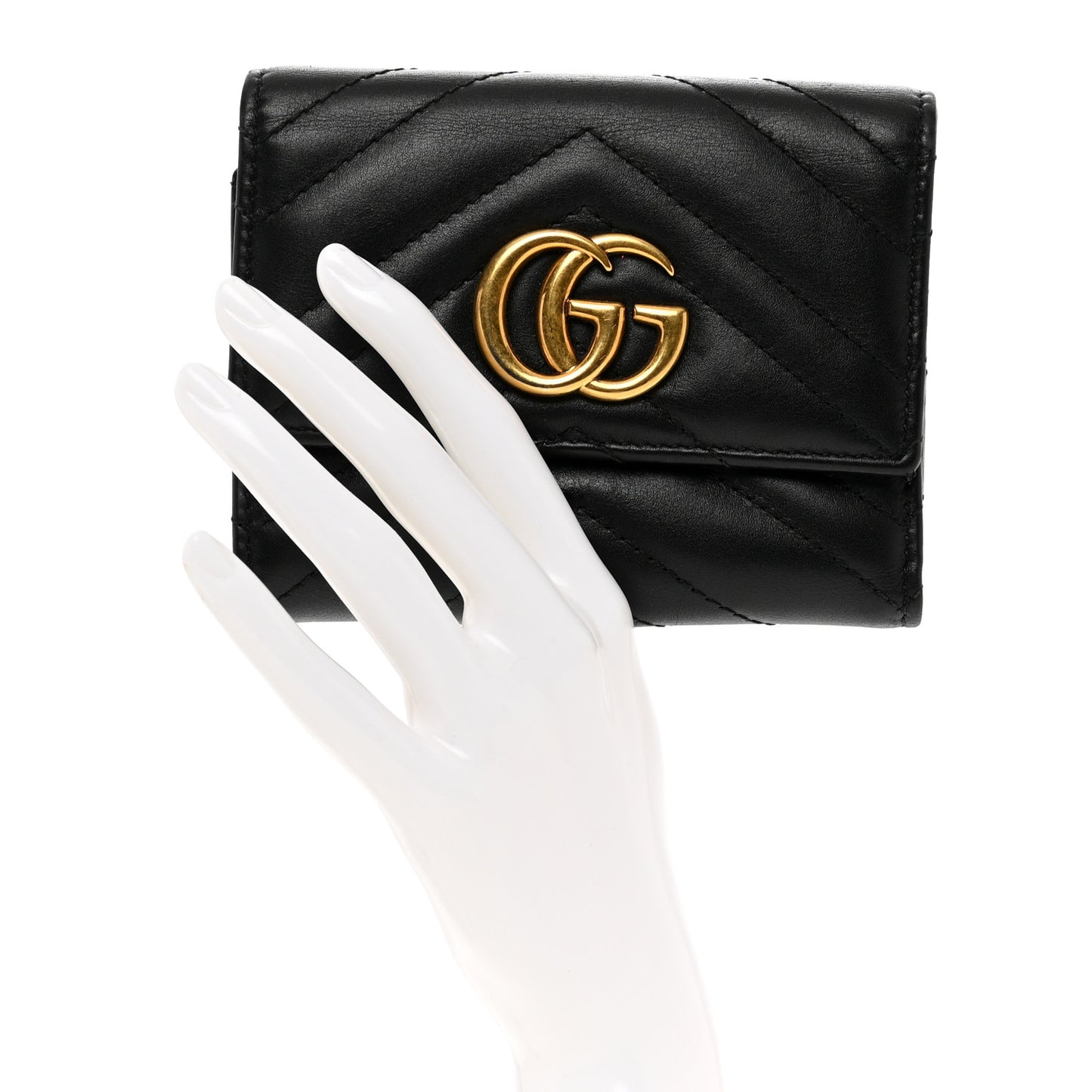 Calfskin Matelasse GG Marmont Wallet Black