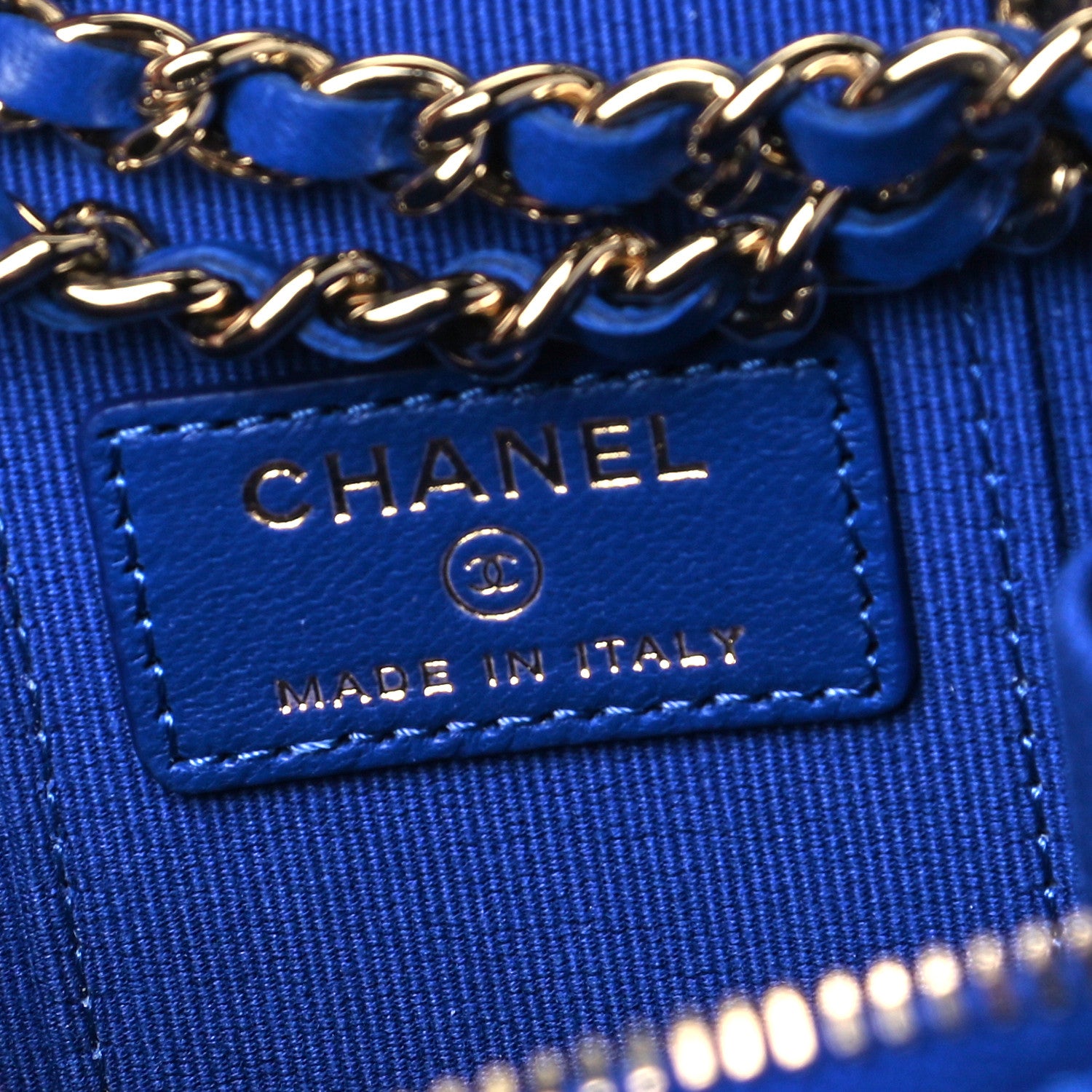 Chanel Lambskin Quilted Top Handle Mini Vanity Case With Chain Blue 4 of 7