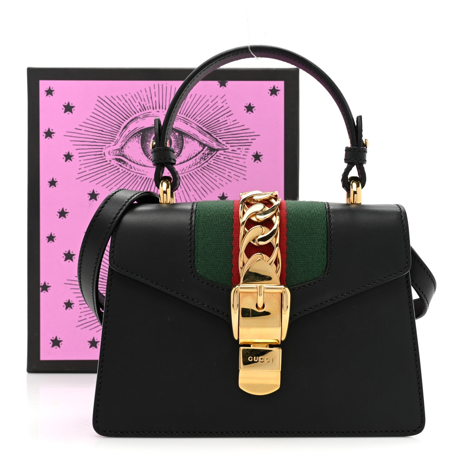 Gucci Calfskin Mini Sylvie Top Handle Bag Black 14 of 14