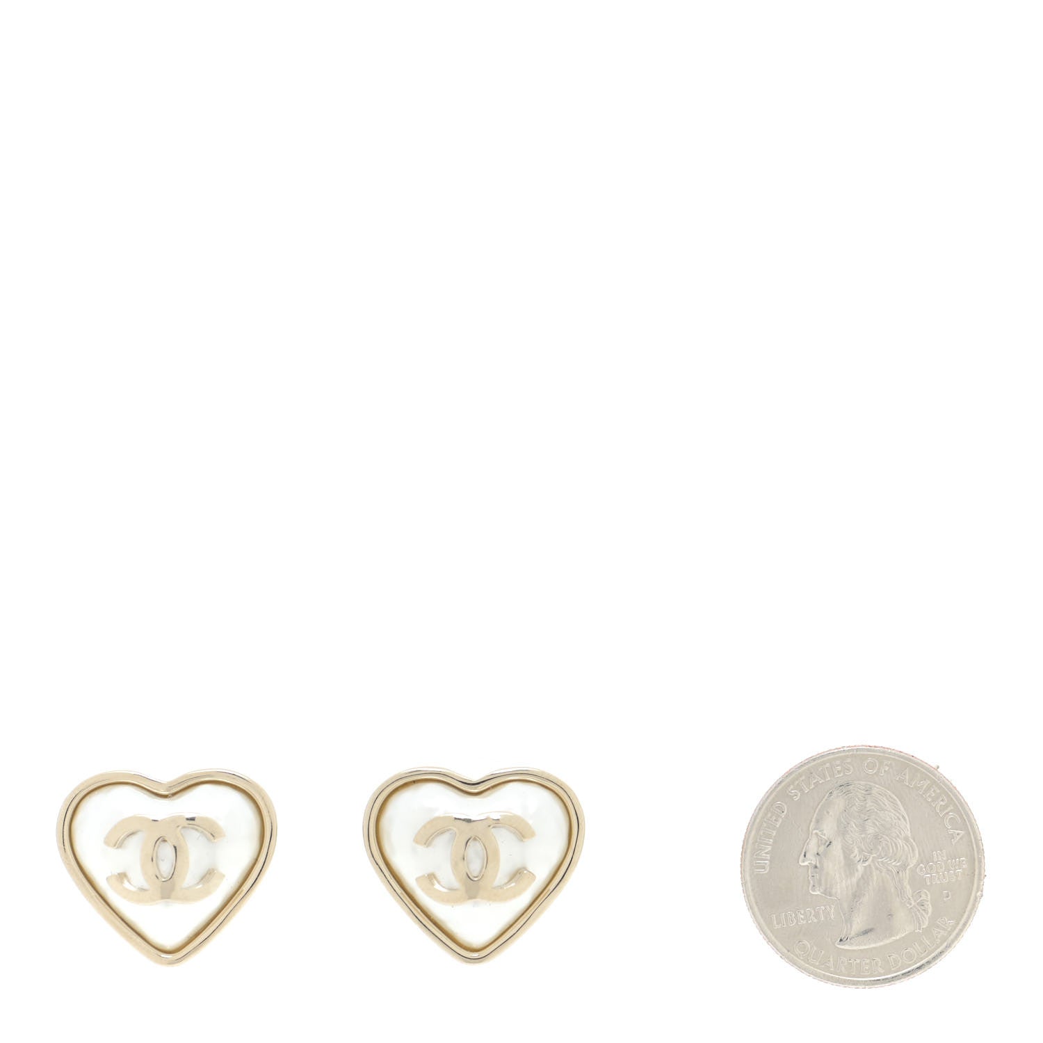 Chanel Pearl CC Heart Earrings Gold 2 of 6