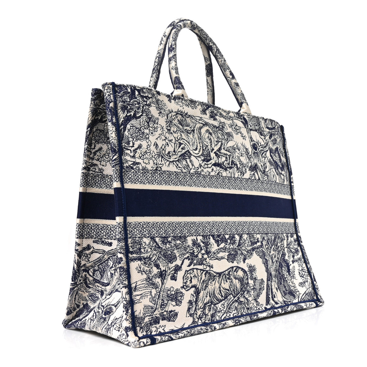 Christian Dior Canvas Embroidered Large Dioriviera Toile De Jouy Book Tote Blue 2 of 9